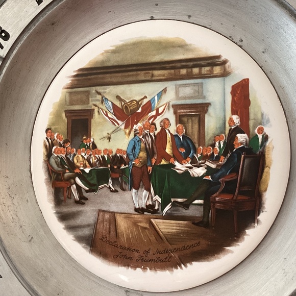Vintage THE GREAT AMERICAN REVOLUTION 1776 Pewter Painted Tile Plate 10.5" Ohio - Picture 5 of 12